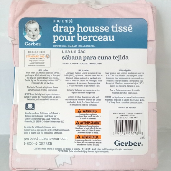 GERBER: Single Pack CROWN Woven Fitted Baby Girl Crib Sheet - Nursery - Picture 3 of 3